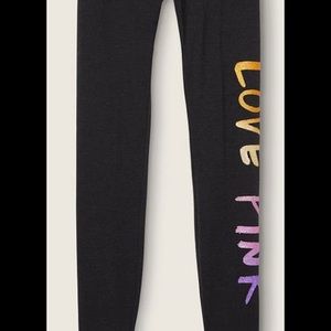 NWT PINK high waist full length cotton leggings